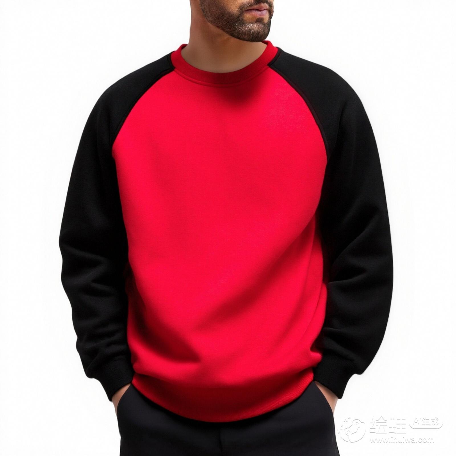 Men s And Women s Casual Color-blocked American Retro Round-neck Hoodie Men s Long-sleeved Base Layer And Pullover Hoodie XL красный 2309₽