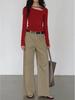 Red Spicy Girl Hollow Long Sleeve T-Shirt Women's Petite Stylish Base Layer for Spring and Autumn