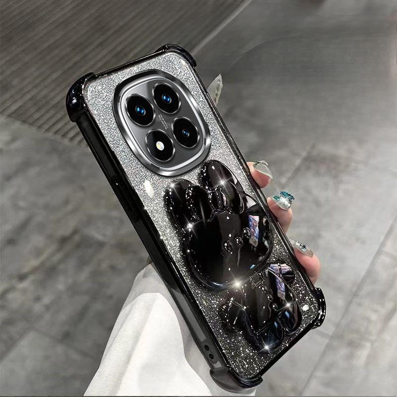 Redmi Note 14 Pro Case With Mirror Holder Glitter Shockproof Cover For Xiaomi Redmi Note 14 15 Pro Plus 15 15C 14C 4G 5G Case