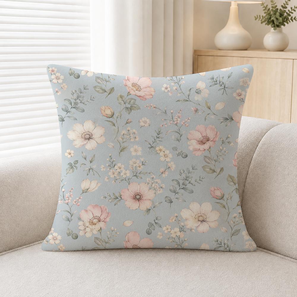 Floral Print Petal Illustration Print Cushion Cover Soft Plush Fluffy Throw Pillow Cases For Sofa Bedroom Home Decor