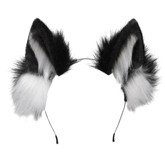 

Повязка на голову с пушистыми волчьими ушками, реквизит для косплея, украшение на голову, эластичная противоскользящая повязка на голову контрастного цвета, унисекс, для Хэллоуина, вечеринки, маскарада чёрный