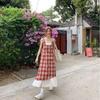Lace Patchwork Plaid Sling Dress - Women's Summer 2025 New Loose Slimming Two-Piece Skirt.