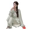 Ice Silk Pajamas Women's Spring and Autumn New Doll Collar Sweet Princess Style High-end Long-sleeved Trousers Loungewear Set