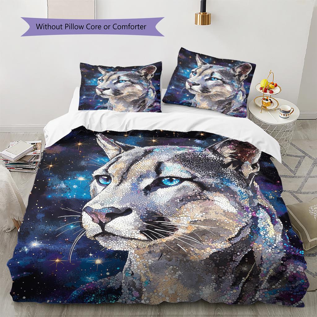 Cougar Pattern Bedding Home Decoration Birthday Gift (1 * duvet cover + 2 * pillowcase, without core)