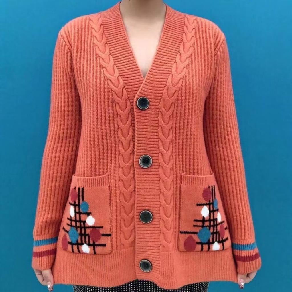 Autumn Winter Women's Knitted Cardigan Sweater Thickened Plus Size Cardigan Jacket V-neck Twist Loose Knitted Short Jacket