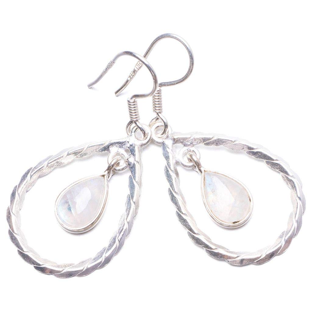 

StarGems Natural Rainbow Moonstone Handmade Unique 925 Sterling Silver Earrings 1.5 Y3276