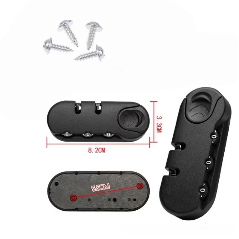 2Sets 3 Digits Luggage Lock Zinc Alloy Lock Catch Plastic Frosted Appearance Suitcase Password Security Lock With Screws
