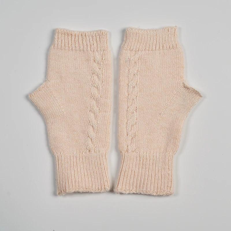 Women's Winter Knitted Fingerless Gloves Cashmere Short Half Finger Wrist Twist Hand Warmer Stretch Mitten for Girls