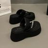 2025 JX new fashion platform slippers women's summer wear high-end niche light height increase casual sandals