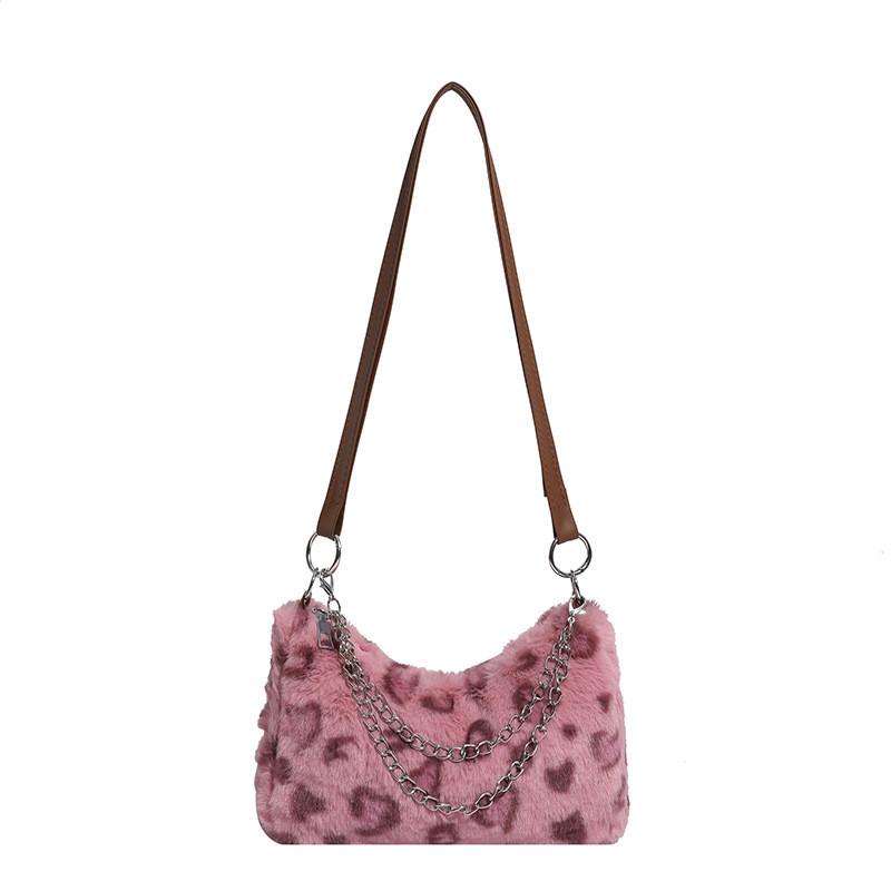 Street Style Leopard Print Chain Bag With Polyester Material For Daily Use
