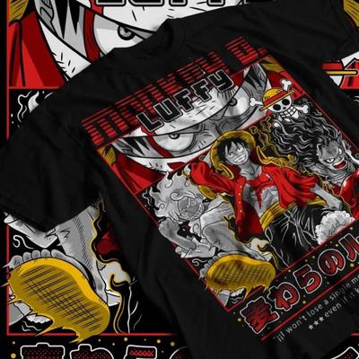T-shirt Anime Japonais ONE PIECE Bidimensionnel Homme Été Nouveau Rétro Mode Vêtements de Rue Homme et Femme
