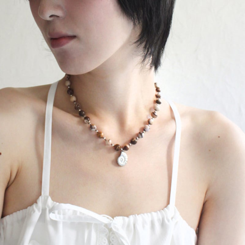 Rubati Necklace_Brown Jasper Ammonite