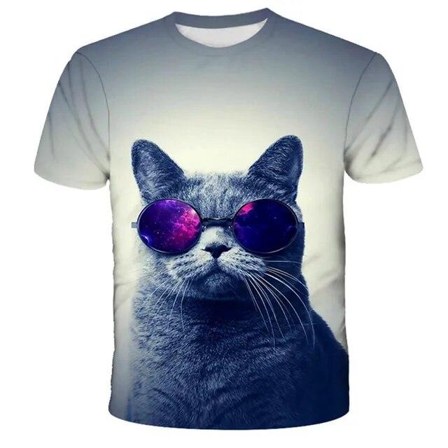 Cat Girls T Shirt Clothes Boys Girls Animal Children 3D T-Shirt Kids Summer Cat Lively Cute Funny Baby T Shirts Tops 4-14Y
