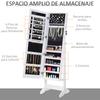 Jewelry Mirror Cabinet with 20 LED Lights Reclining Jewelry Cabinet with Storage for Rings Earrings Necklaces 40x37x146 Cm White