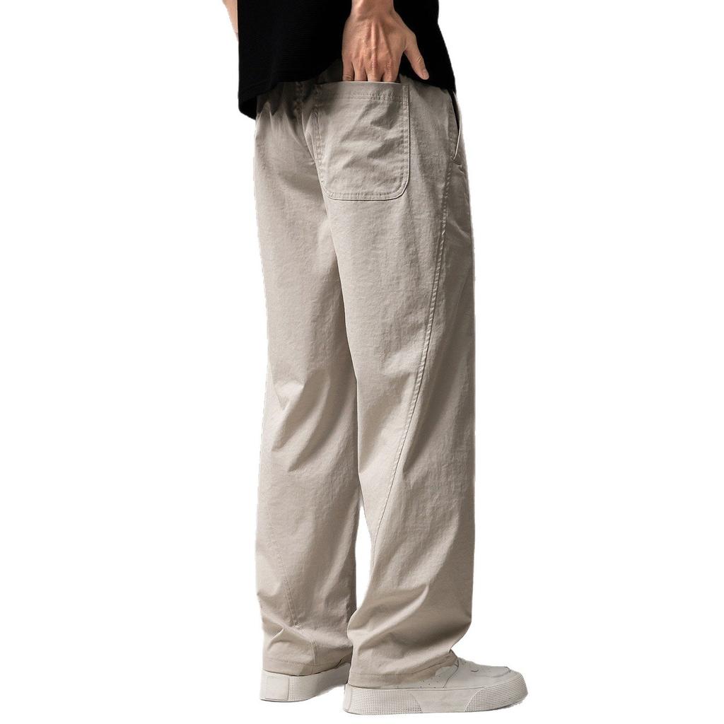 High-end Old Money Style Texture Straight Men's Casual Pants Spring and Summer Thin Anti-wrinkle Splicing Loose Wide-leg Pants