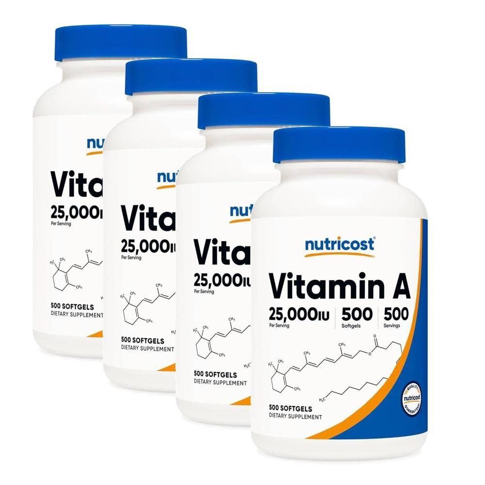 Nutricost Vitamin A 25,000 IU Softgels A 4 pcs 500 Tablets