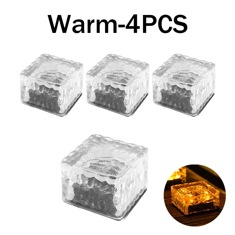 Solar Ice Cube Glass Block Light - Outdoor Square Landscape Lamp for Garden Yard Pathway Christmas Decor