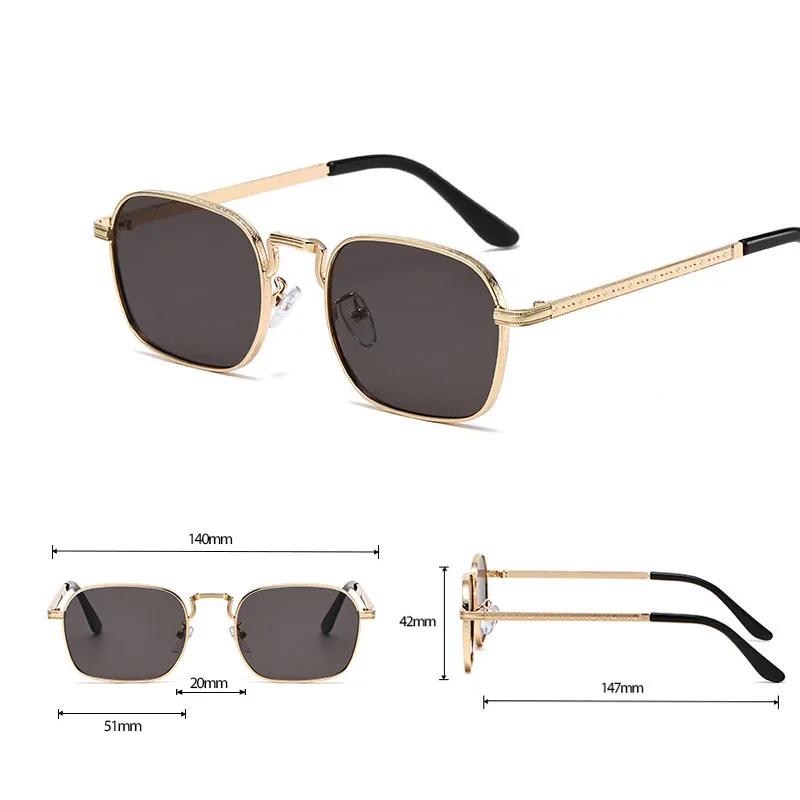 Fashion Square Frame UV400 Sunglasses Women Men Luxury Metal Vintage Shades Eyeglasses Trendy Driving Riding Sun Glasses