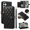 For Samsung Galaxy S24/Galaxy S25 Wallet Case with Straps,Rhombus Leather Stand Phone Cover