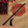 Retro Ancient Style Chinese Bamboo Waist Fan Rollable Foldable Long Handle Fan Decorative Cooling Group Fan Hanfu