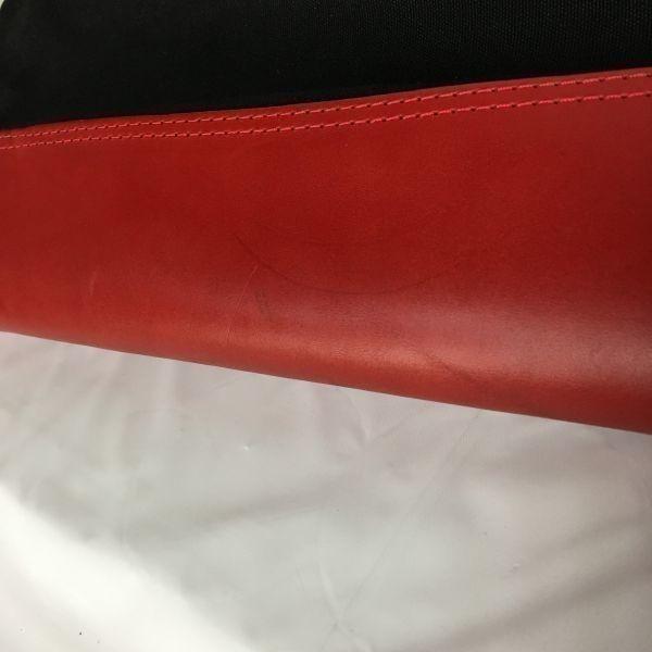 Bill Amberg England Made Tote Bag Black × Red × White Stripe Canvas(USED)