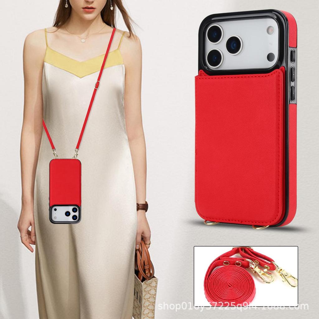 Leather Crossbody Buckle Holder with Card Slot for iPhone 17 Pro Max