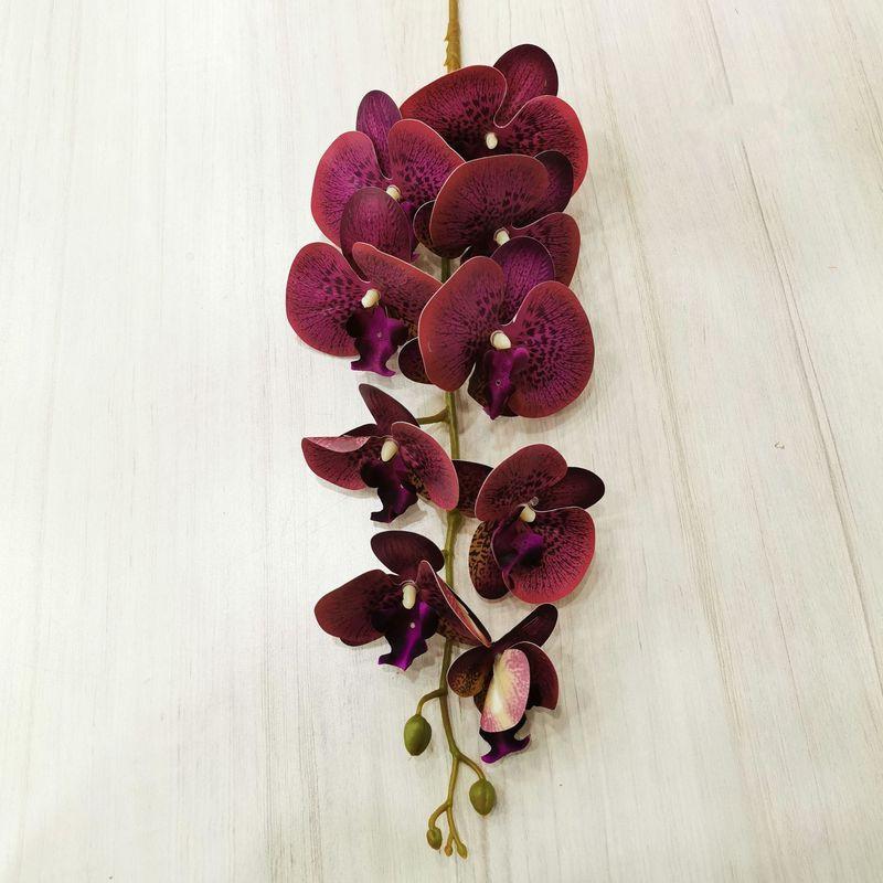 5 Pcs Real Touch Artificial Phalaenopsis Orchid Latex Butterfly Orchid Flowers 9 Heads for Home Floral Decoration