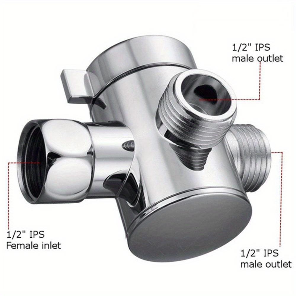 1/2'' 3-Way T-adapter Diverter Valve Adjustable Shower Head Arm Mounted Diverter Valve Bathroom Hardware Accessory