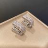 Minimalist Luxury Double-Lined Cubic Zirconia U-Clip Hoop Earrings