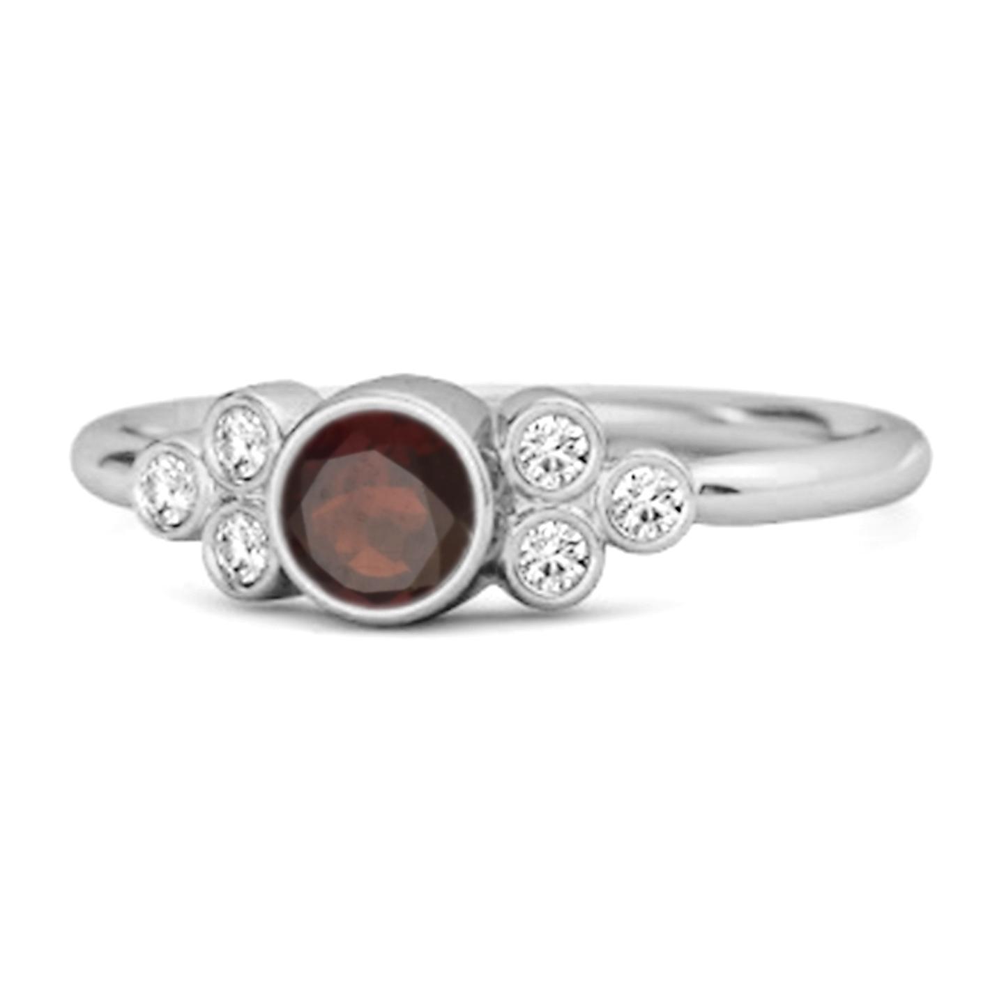 Bezel Set Garnet -925 Sterling Silver Boho Ring 10.5 белый