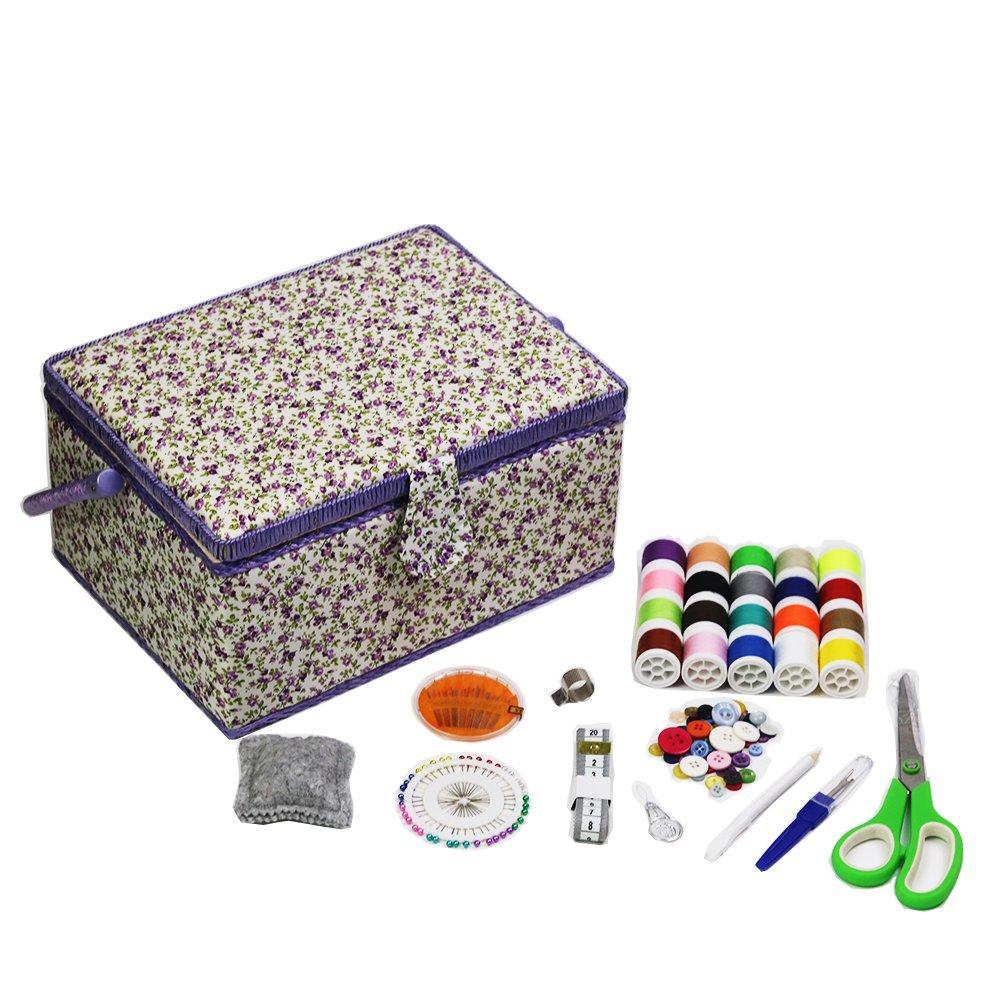 Sewing Sewing Large Floral Portable Storage Case for Home Organizes Sewing and Large Easy to DIY Craft Day D&D Box, Basket, Capacity, Print, Use,