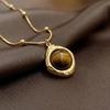 Maillard Beaded Tiger's Eye Stone Sweater Necklace, European and American Retro Temperament Autumn and Winter Versatile Collarbone Chain Women