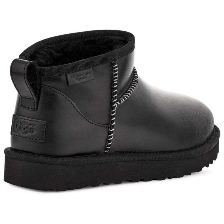 UGG Classic Ultra Mini Leather Regen Boot Black Women Sneakers 1163490-BLK