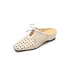 Fashion 2025 New Summer Women Mules Genuine Leather Women Shoes Square Toe Chunky Heel Shoes Cover Toe Slingback Sandals Slippers