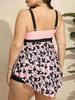 Sexy 2025 Patchwork Strapped 2 Piece Plus Size Tankini Women Hollow Push UP Swimsuit High Waist Backless Bathing Suit