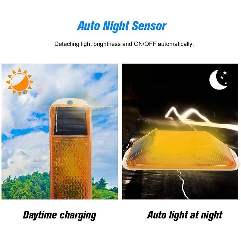 Car LED Solar Lights Rechargeable LED Solar Strobe Warning Lamp Night Auto Driving Traffic Safety Caution Light Chip Control 1Pc