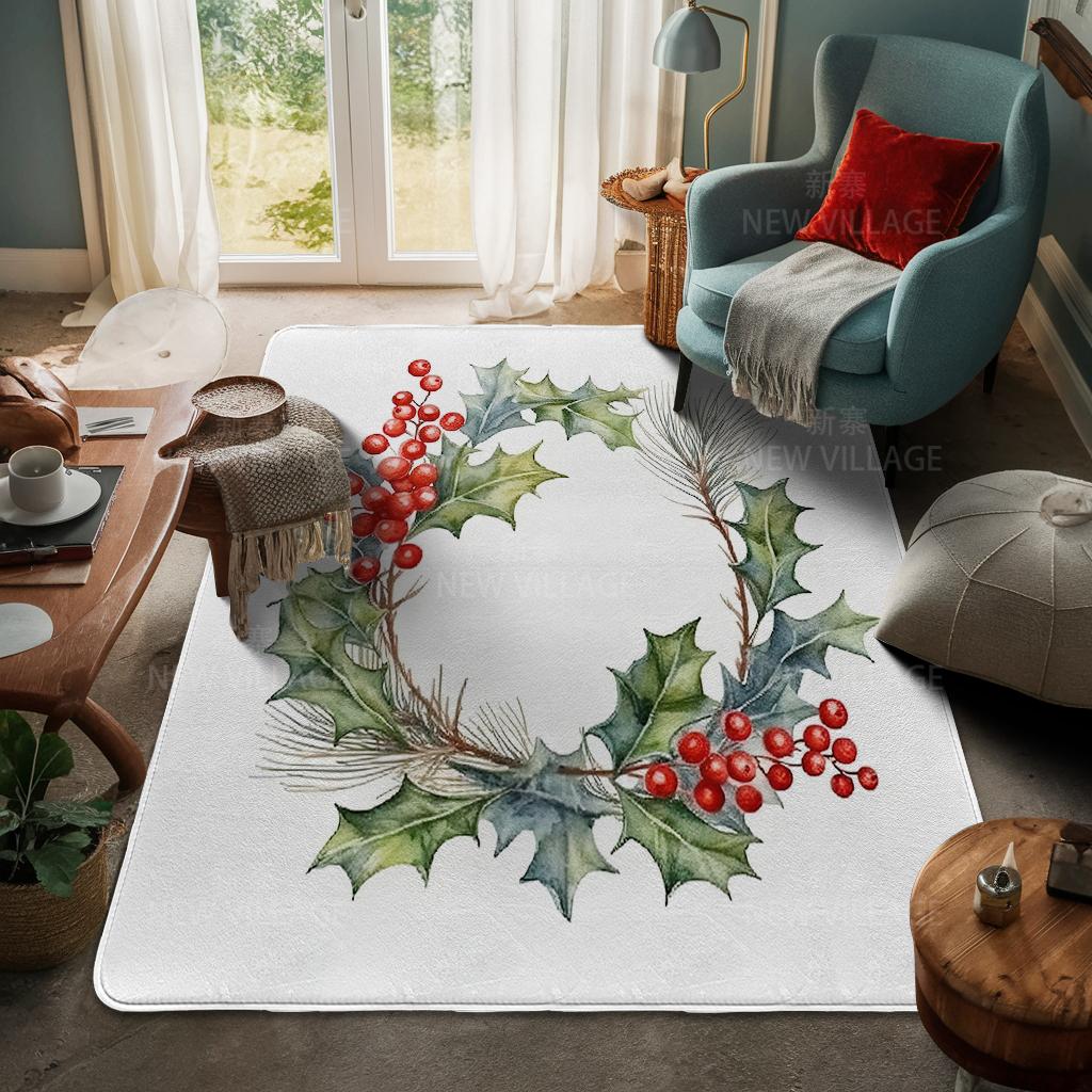 House Entrance Carpet Home Door Mat Living Room Bath Foot Bathroom Non-slip Water Absorption Rugs Bath Merry Christmas Winter