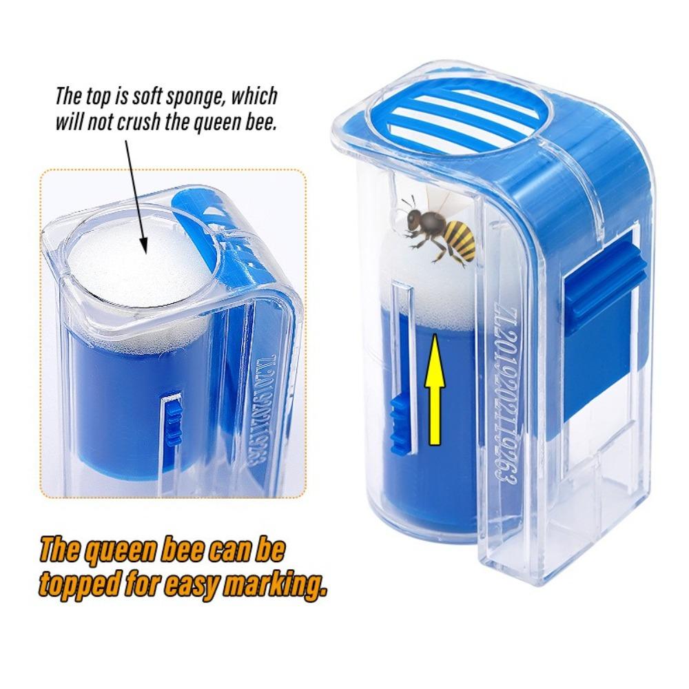Durable Plastic Queen Bee Marking Catcher with Plunger Plush Handed Bee Cage Strong Beekeeper Tool Garden Bee Tools
