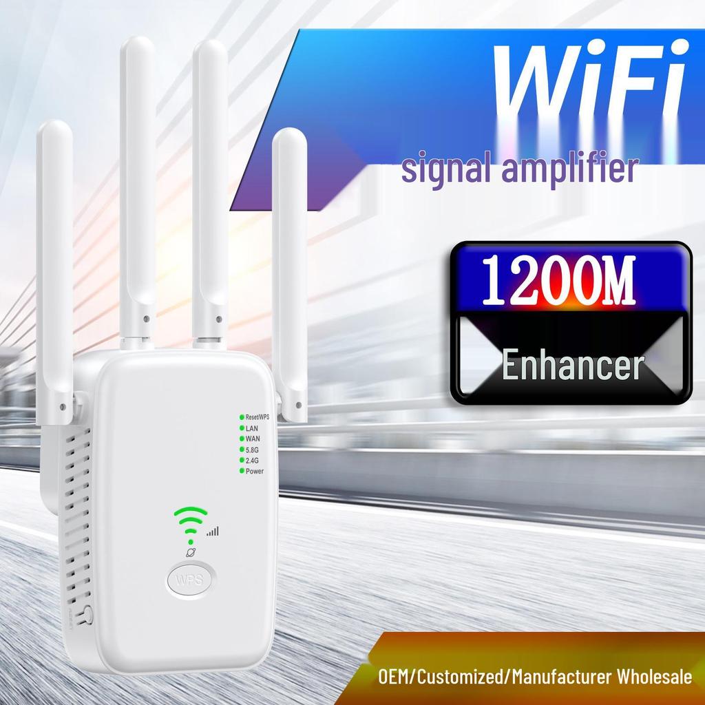 Dual-Band 1200M WiFi Signal Amplifier Extender (2.4G/5G)