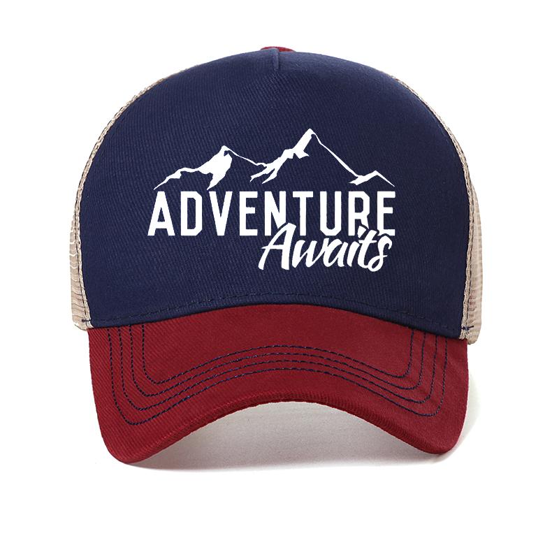 Adventure Awaits Letter men baseball cap men outdoor Travel Breathable mesh trucker hat adjustable Casual Snapback Hats