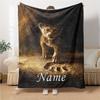 Custom Name Lion Cub'S Footprint Party Blanket For Couch Bed Plush Cozy Fuzzy Blanket Super Soft Warm Blankets For Fall And Winter 0916269