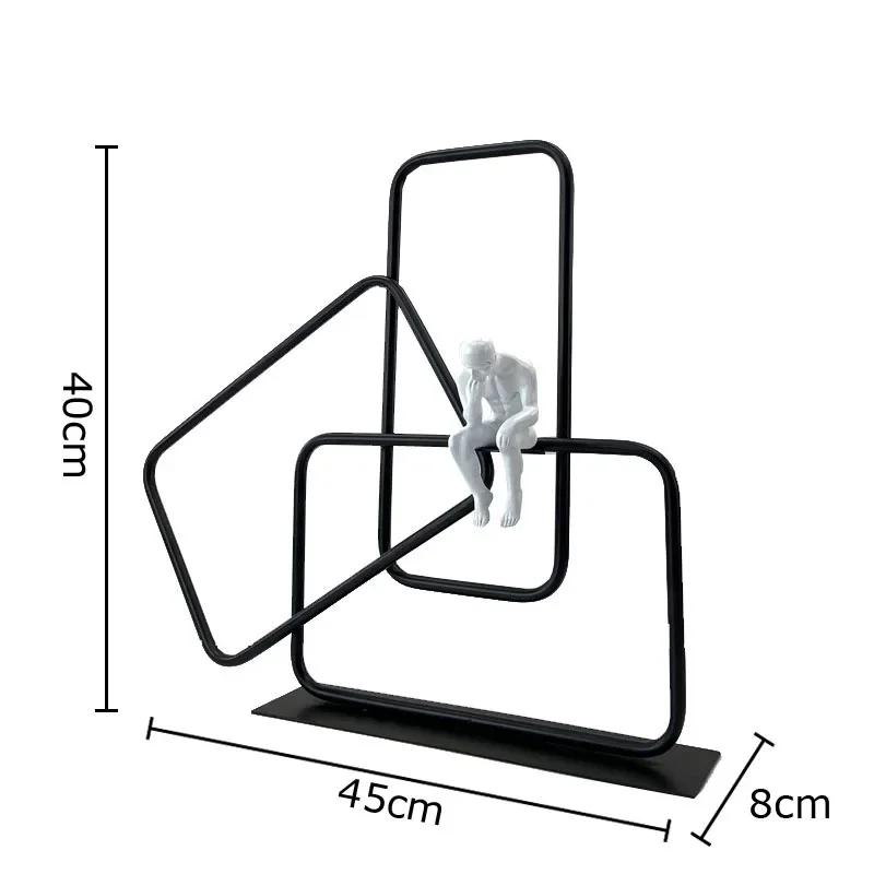 

Thinker Character Ornaments Desk Decoration Modern Artwork Geometric Framework Figures Sculpture Crafts Room Aesthetics Decor