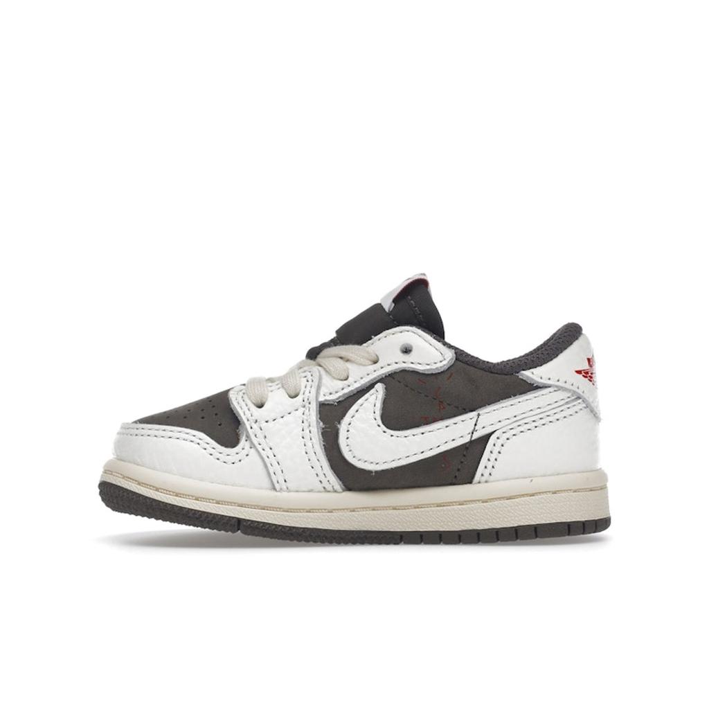 Dětské tenisky Travis Scott x Air Jordan 1 Retro Low OG TD Reverse Mocha Hnědé Sail University-Red DO5441-162