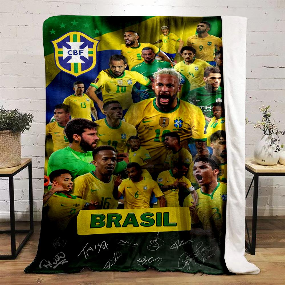 Brazil Football Team Designed Flannel blanket for bedroom, living room, sofa, and nap