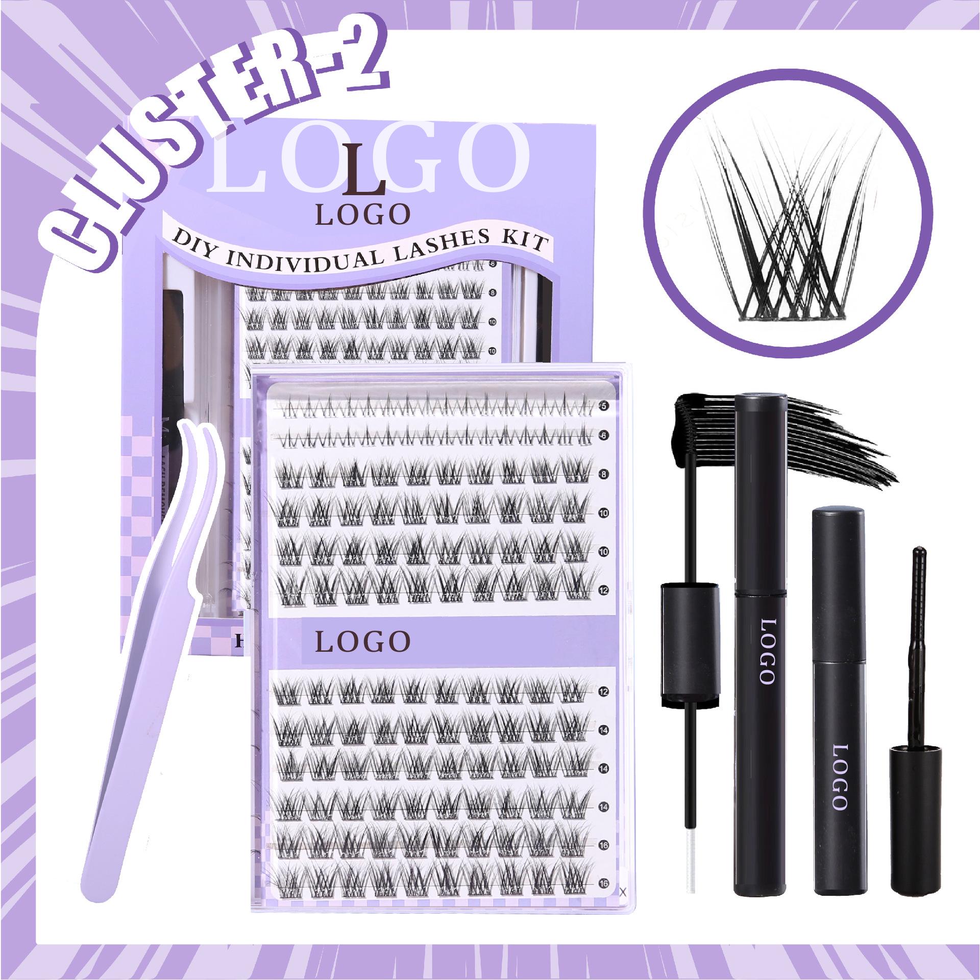 

Cluster-2 Large Capacity European & American Photogenic Style Purple False Eyelashes Set