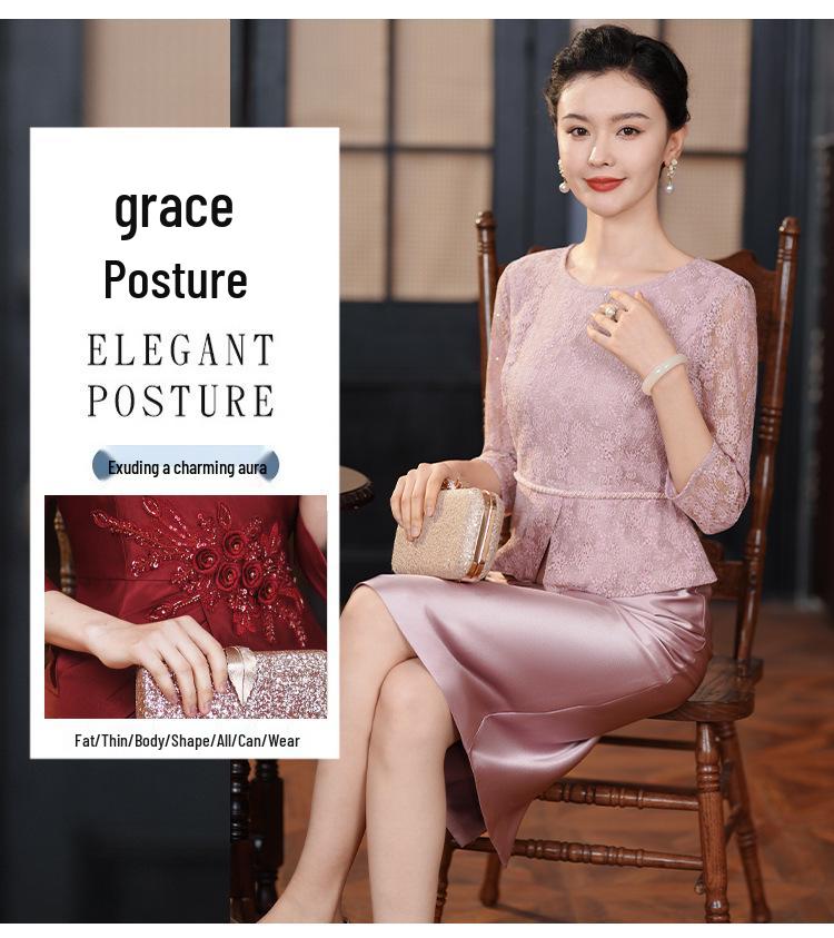 Elegant 2025 Autumn Mother of the Groom Wedding Banquet Dress - Petite & Plus Size