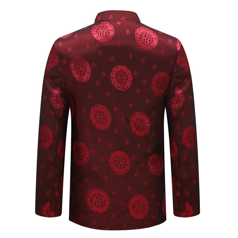 Men's Middle-aged and Elderly Autumn and Winter Stand-up Collar Chinese Tang-style Casual Long-sleeved Dad's Cotton Jacket