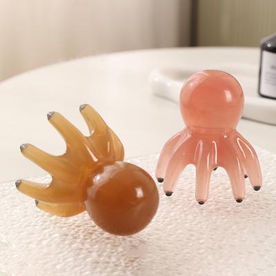  Pettine Polpo di Giada Gua Sha Cuoio Capelluto Dispositivo in Resina 8 Tentacoli Terapia Strumento Rilassamento Portatile Cura dei Capelli Massaggio Corporeo