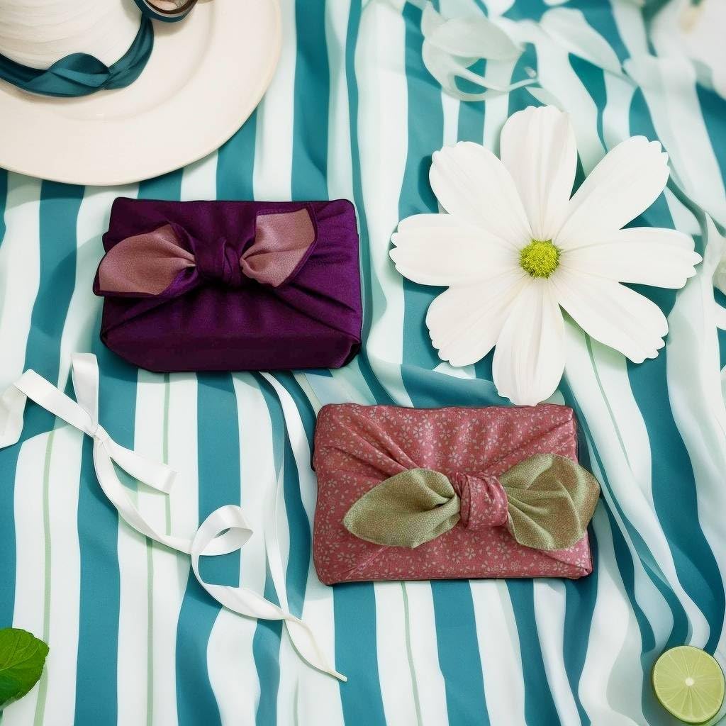 SAWABIYA Furoshiki Set of Japanese Double Perfect for Wrapping Lunch Kimono Eco Solid Shark Print with Cherry Blossom Design (Wrapping Cloth) 2, 70cm,