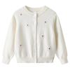 Spring and Autumn Hand-embroidered Flower Children's Sweater Cardigan Jacket Pure Cotton Children's Knitted Cardigan
